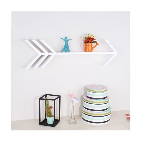 Bílá dřevěná nástěnná polička North Carolina Scandinavian Home Decors Fleche L