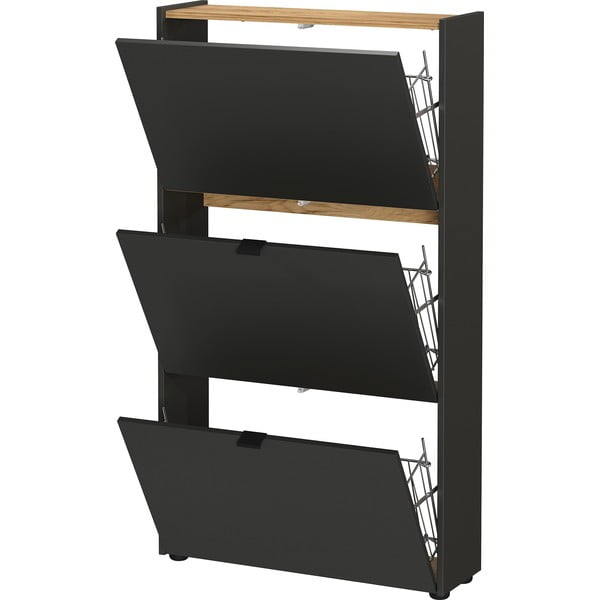 Scarpiera color antracite con ante ribaltabili 71x127x22 cm Ameca – Germania-image-2