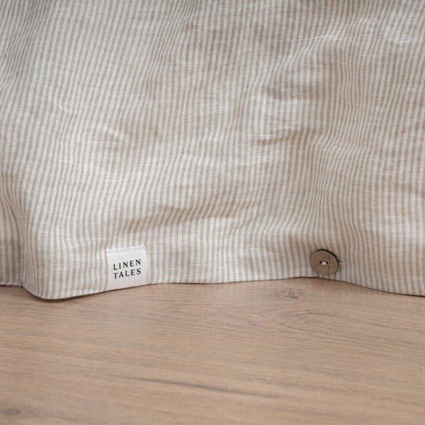 Lenzuola di lino bianco-beige per letto matrimoniale 200x200 cm Natural Stripes - Linen Tales-image-4