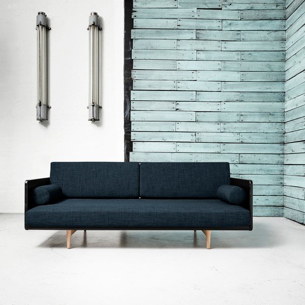 Variabilní pohovka Karup Deva Black/Raw Oak/Deep Blue