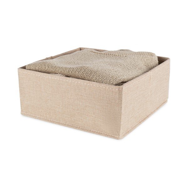 Scatola beige in tessuto 28x12x12 cm Sandy – Compactor-image-2