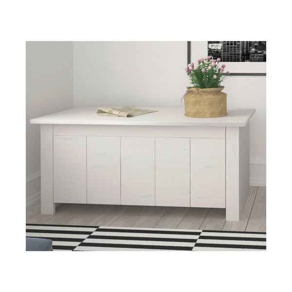 Cassapanca in legno di pino bianco 100x45 cm Bertram - Støraa-image-1