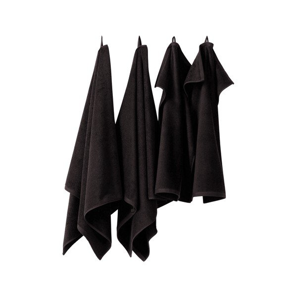 Set di asciugamani per viso e corpo neri in cotone 4 pz Darcy – Jotex-image-2