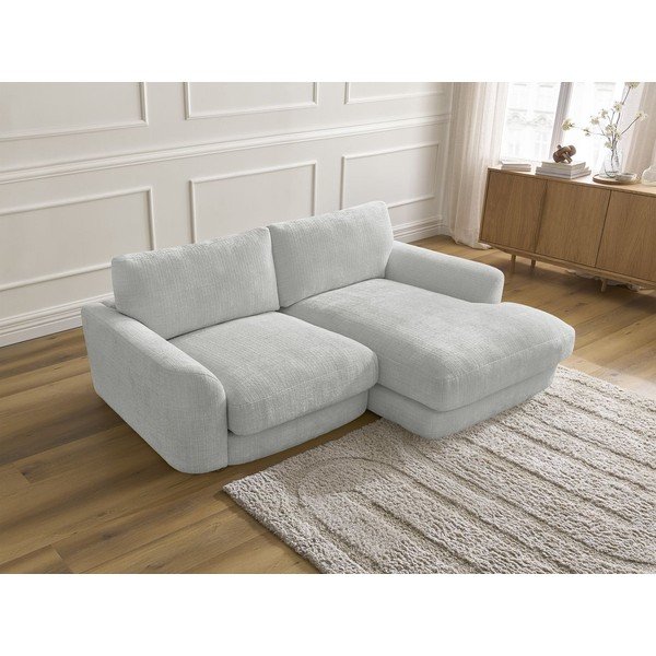 Divano angolare grigio chiaro (con penisola a destra/con chaise lounge) con rivestimento in ciniglia Leonore – Bobochic Paris-image-3