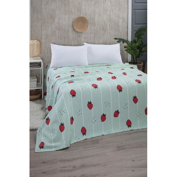 Copriletto in cotone color menta 170x230 cm Strawberry - Mila Home