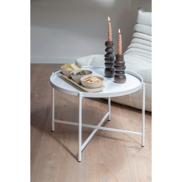 Tavolino da salotto rotondo bianco in metallo ø 50 cm Meseta  – Leitmotiv-image-2