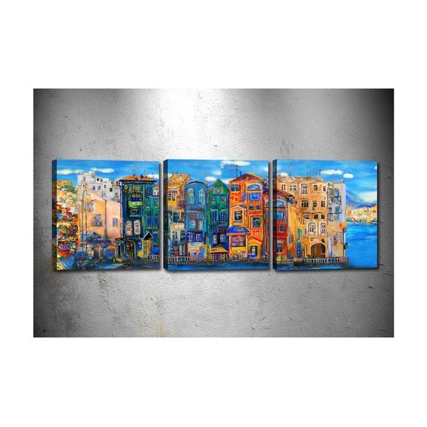 Set di 3 dipinti con vista sulla città - Tablo Center