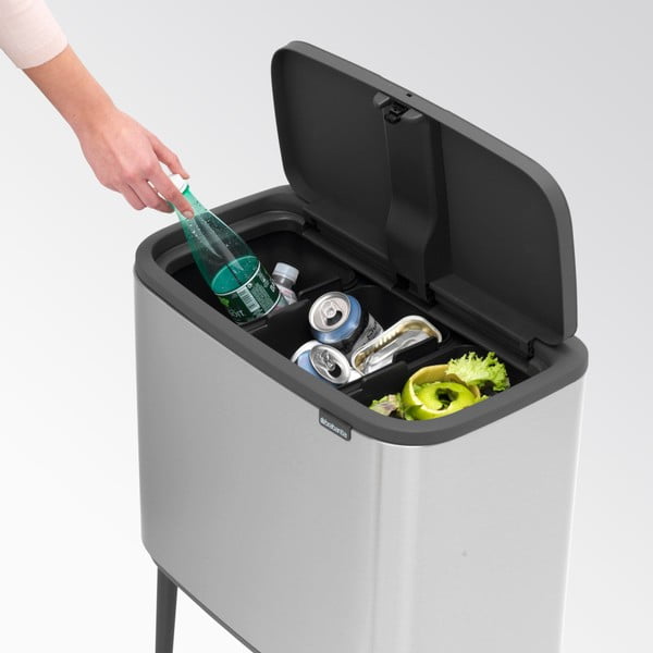 Cestino per la spazzatura in acciaio in argento opaco per raccolta differenziata/touch 33 l Bo Touch Bin – Brabantia-image-3