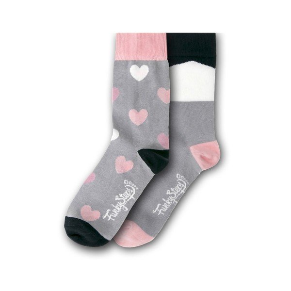 Sada 2 párů barevných ponožek Funky Steps Love, velikost 35 – 39