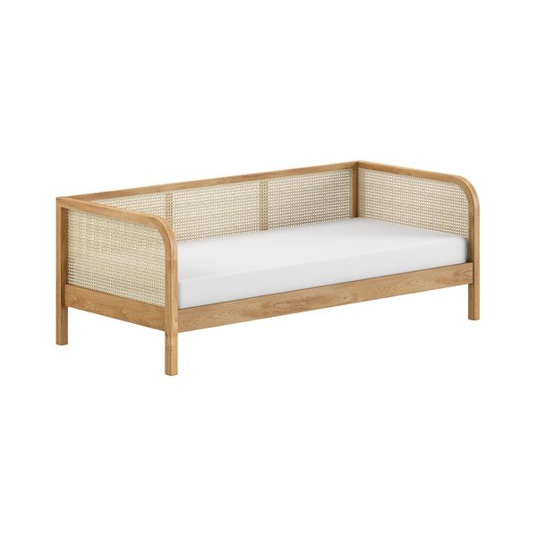 Letto singolo di colore naturale in rovere massiccio con rete inclusa 90x200 cm Olive Captain Rotan – Vipack