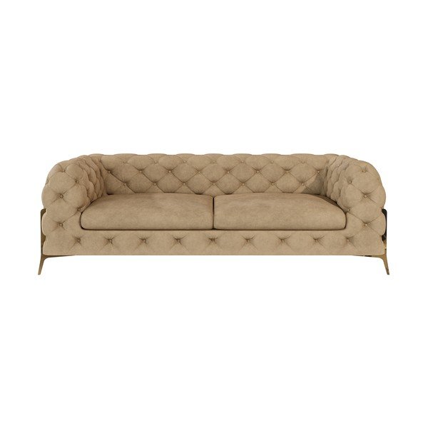 Divano marrone chiaro con rivestimento in velluto 225 cm Chelsea Bis – Ropez
