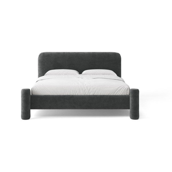 Letto matrimoniale imbottito grigio scuro con rete inclusa 160x200 cm Vera – Micadoni -image-2