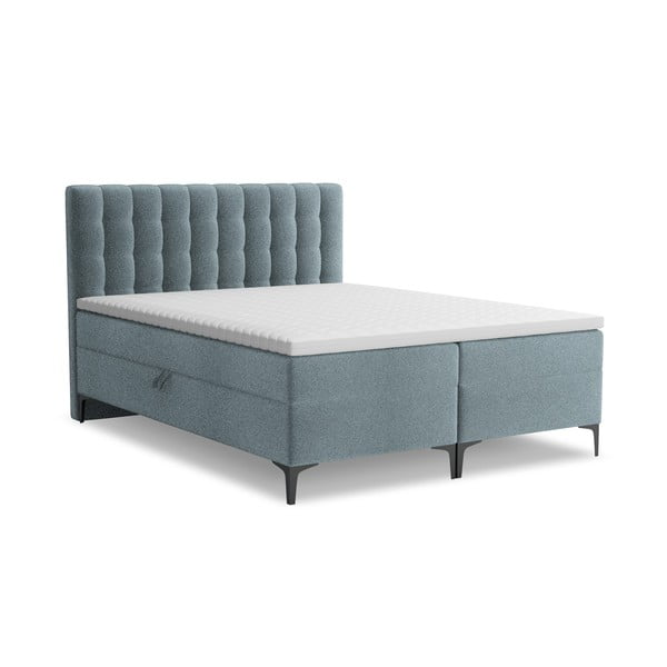 Letto boxspring azzurro con contenitore 180x200 cm Puhala – Makamii
