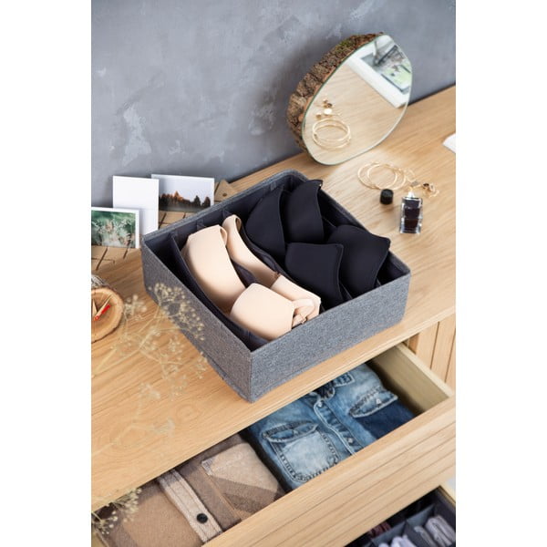 Organizzatore per cassetti grigio con cassetto a scomparti, 29 x 11 cm - Bigso Box of Sweden-image-1