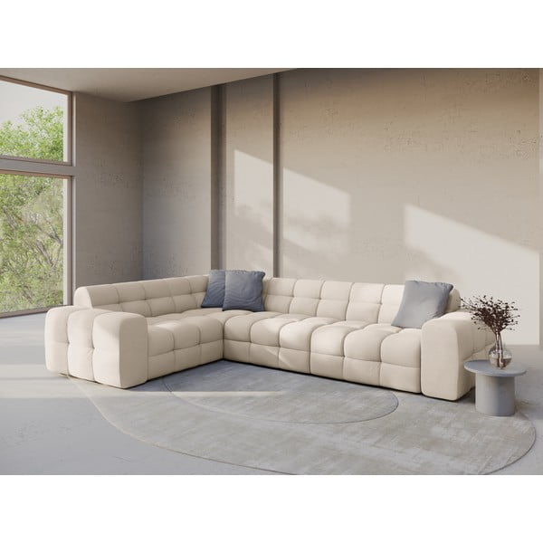 Divano angolare beige (con penisola a sinistra/a L) Kendal – Micadoni -image-1