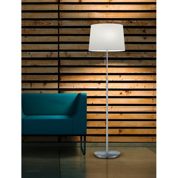 Lampada da terra argentata con paralume in tessuto (altezza totale 180 cm) Lyon – Trio-image-1