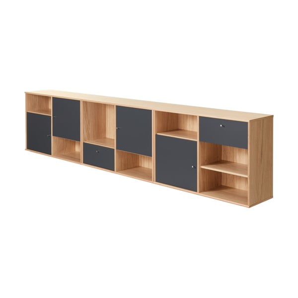 Cassettiera bassa nera in rovere 267x61 cm Mistral - Hammel Furniture-image-3