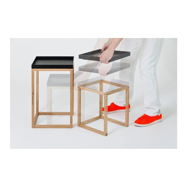 Set di 2 tavolini in rovere con piano nero Rovere Nest - Wireworks-image-4