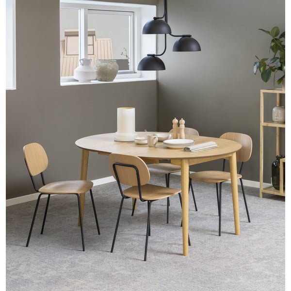 Tavolo da pranzo rotondo con effetto rovere allungabile con estensione ø 115 cm Montreux – Actona-image-1