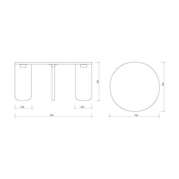 Tavolino da salotto rotondo di colore naturale con piano effetto rovere ø 75 cm Kuvu – noo.ma-image-4