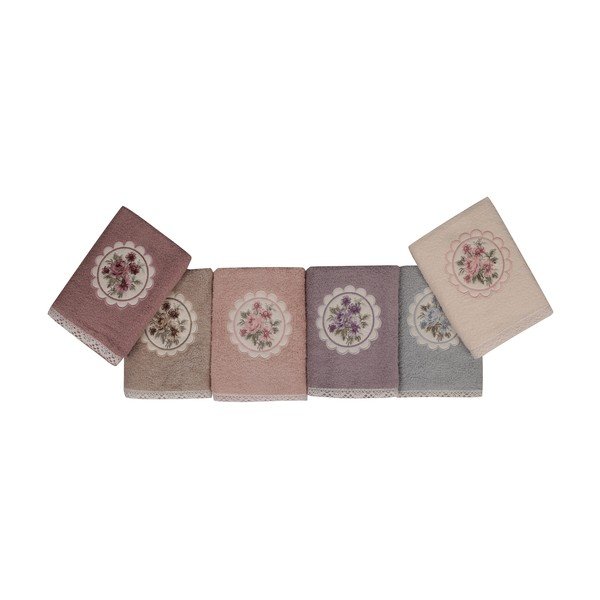 Set di 6 asciugamani rosa vintage viola - Foutastic-image-3