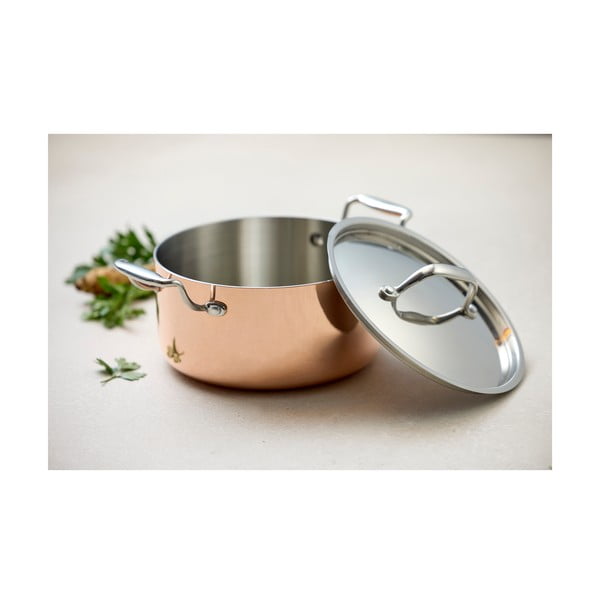 Pentola in acciaio inox e rame con coperchio incluso adatta all'induzione 3 l – Blomsterbergs-image-2