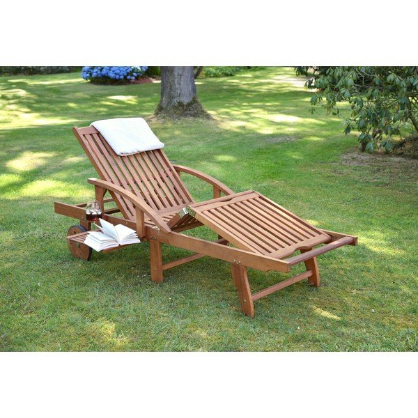 Chaise longue da giardino in legno marrone Beverly Hills - Garden Pleasure-image-1