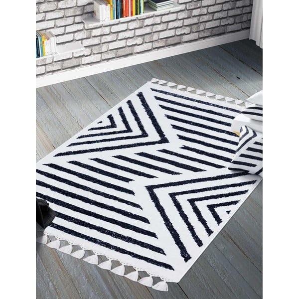 Tappeto lavabile bianco e blu 300x80 cm - Vitaus-image-1