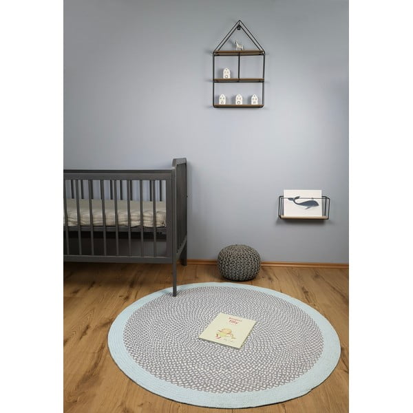 Tappeto per bambini blu fatto a mano, ∅ 120 cm Brenda - Nattiot-image-1