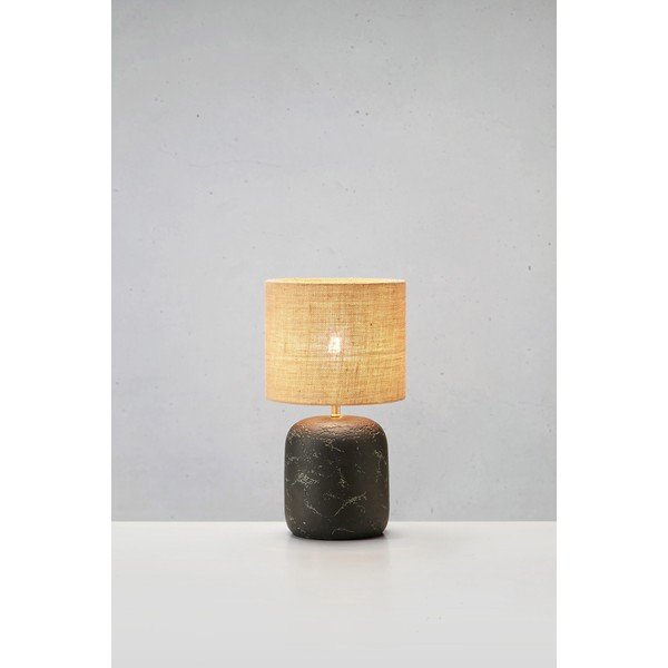 Lampada da tavolo con paralume in juta di colore nero e naturale (altezza 32,5 cm) Montagna - Markslöjd-image-4