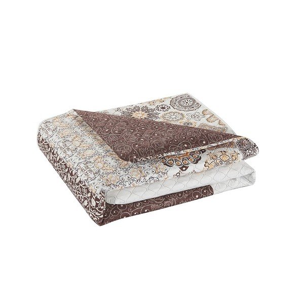 Copriletto in microfibra double-face marrone e bianco, 220 x 240 cm Alhambra - DecoKing