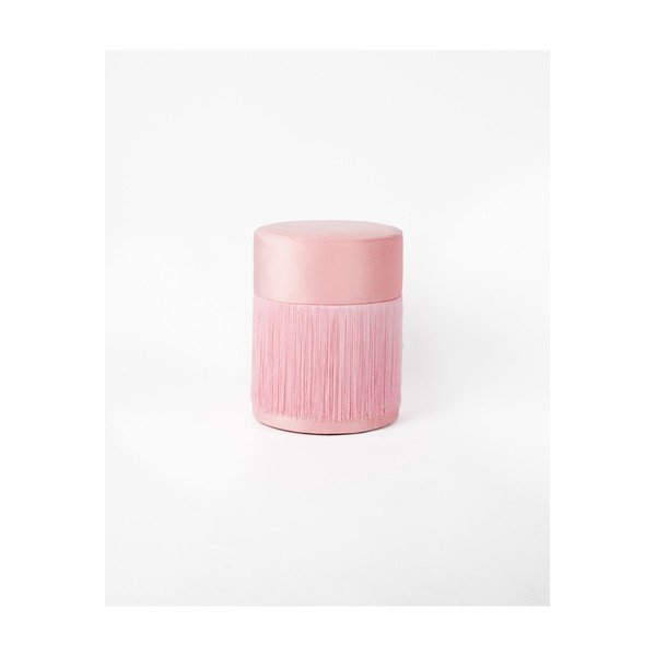Pouf rosa con rivestimento in velluto, ø 36 cm - Velvet Atelier