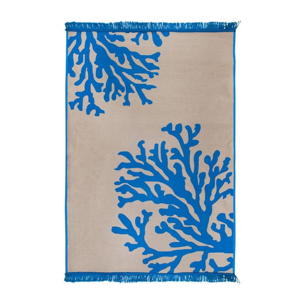 Tappeto bifacciale beige e blu Coral Mundo, 140 x 215 cm - Cihan Bilisim Tekstil