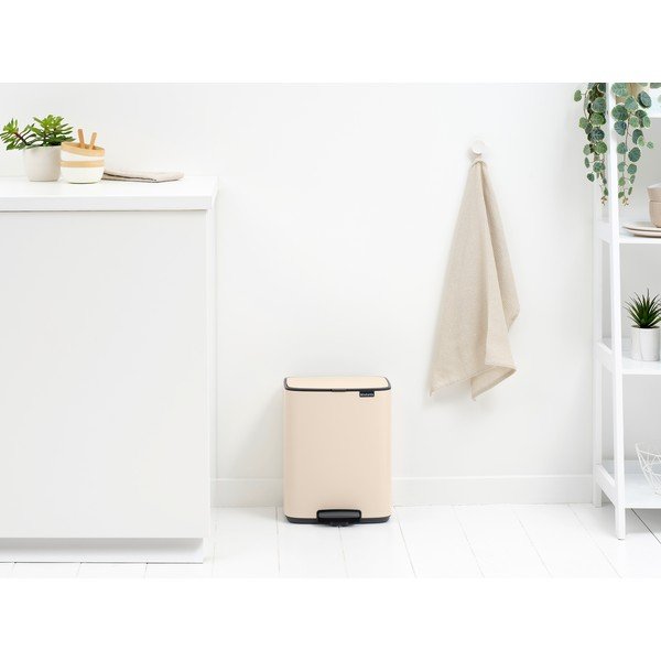Cestino per la spazzatura beige in acciaio con pedale 12 l Bo – Brabantia-image-1