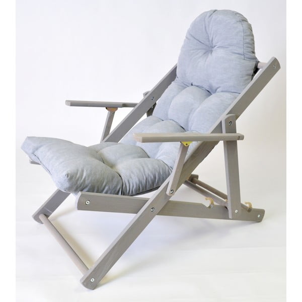 Sedia a sdraio pieghevole da giardino in legno grigio Borneo - Rojaplast-image-1