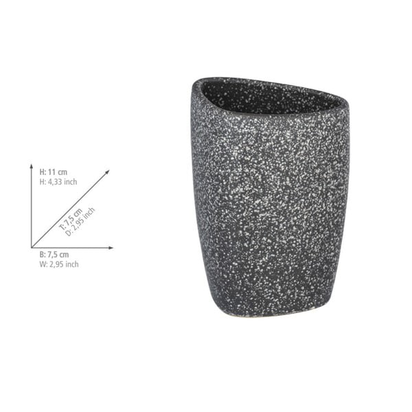 Tazza in ceramica grigia per spazzolini da denti Pion - Wenko-image-2