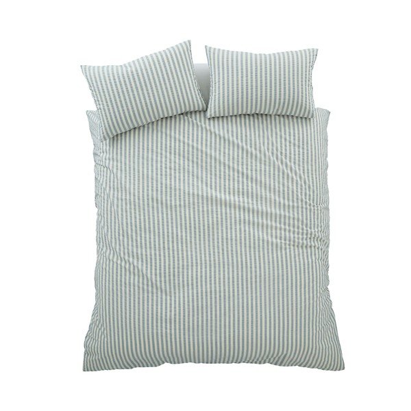 Set copripiumino e federa blu per letto matrimoniale 3 pezzi 200x200 cm Cotton Rich Woven Stripe – Pineapple Elephant