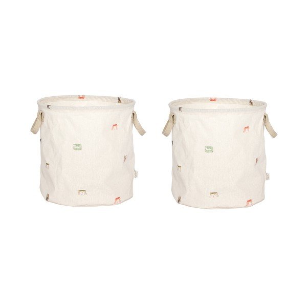 Ceste per giochi in set da bambini color crema in tessuto 2 pz ø 32x32 cm Moira – OYOY Mini