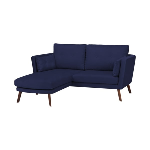 Divano a tre posti blu navy Elena, con lettino nell'angolo a sinistra - Mazzini Sofas