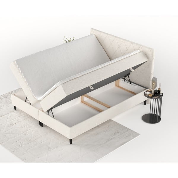 Letto boxspring crema con contenitore 160x200 cm Gwen - Maison de Rêve-image-2