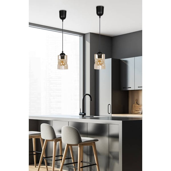 Lampada a sospensione nera con paralume in vetro ø 10 cm Felis - Candellux Lighting-image-1