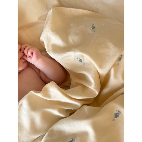 Set copripiumino e federa da bambini giallo chiaro in cotone organico per culla 70x100 cm Sea Garden – Cam Cam Copenhagen-image-1