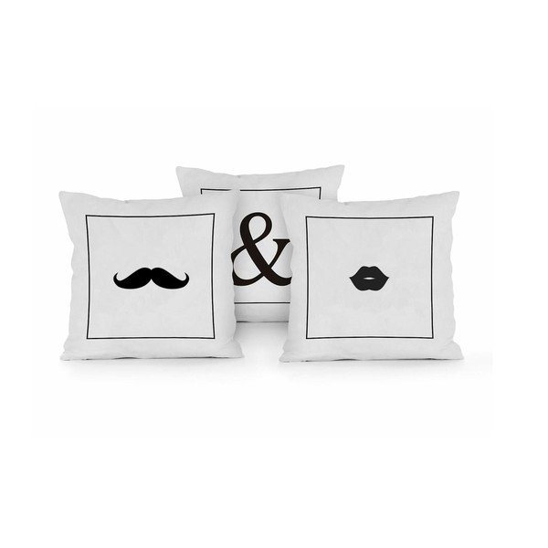 Set di 3 cuscini Mr & Mrs, 45 x 45 cm - Really Nice Things-image-3