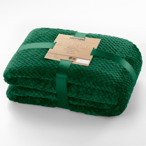 Coperta in microfibra verde scuro, 220 x 240 cm Henry - DecoKing-image-3