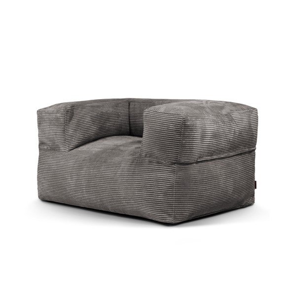 Puof a sacco grigio scuro con rivestimento in velluto a coste MooG – SLOWDOWN