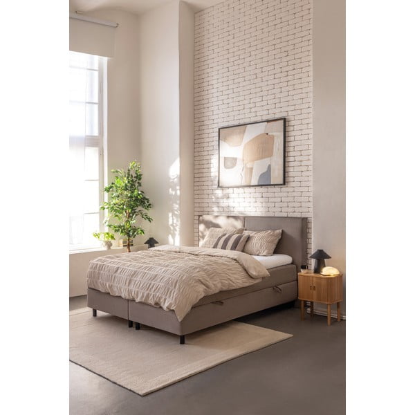 Letto boxspring grigio tortora con contenitore 160x200 cm Elva Bold – Bonami Selection-image-1