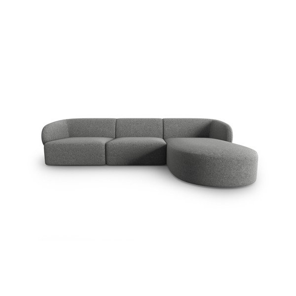 Divano angolare grigio (con penisola a destra/con chaise lounge) con rivestimento in ciniglia Paolo – Milo Casa