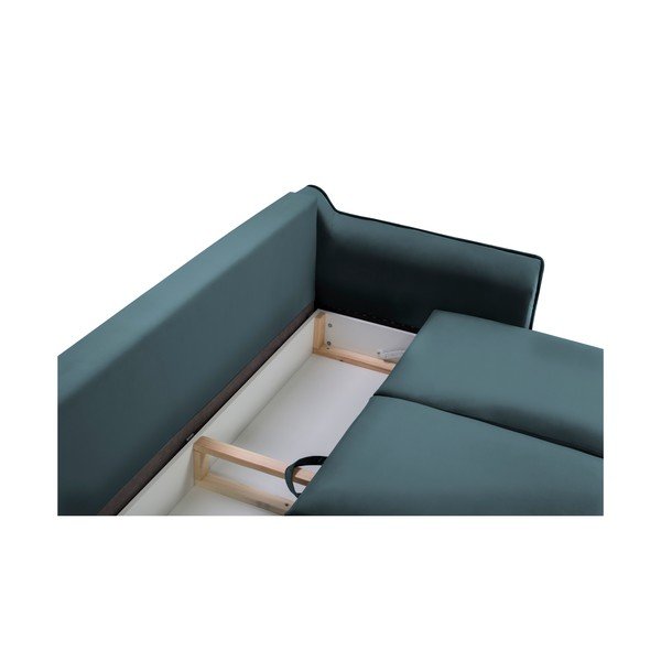 Divano letto in velluto blu petrolio Basso - Kooko Home-image-1