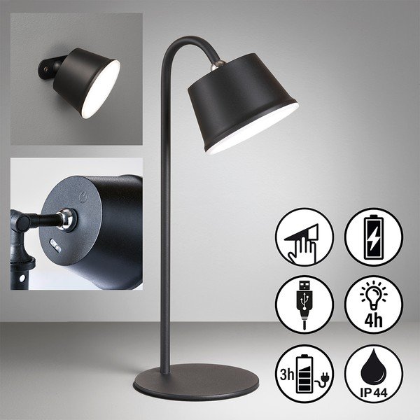 Lampada da tavolo a LED nera con paralume in metallo (altezza 34 cm) Voet - Fischer & Honsel-image-4