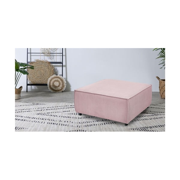 Pouf in velluto a coste rosa chiaro Nihad modular - Bobochic Paris-image-1